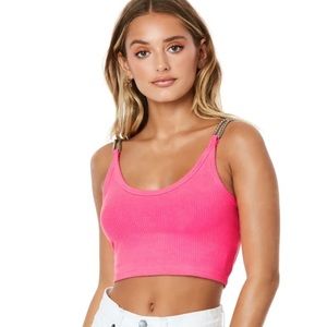New W/ Tags Emma & Sam NEON CHAIN STRAP CROP TANK